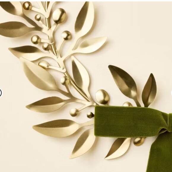 Hearth & Hand with Magnolia Brass Leaf Christmas Wreath Antique Finish NWT - Picture 4 of 10